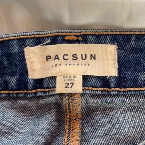 NWOT PACSUN TWO TONE DISTRESSED DENIM MINI SKIRT - Picture 3 of 3